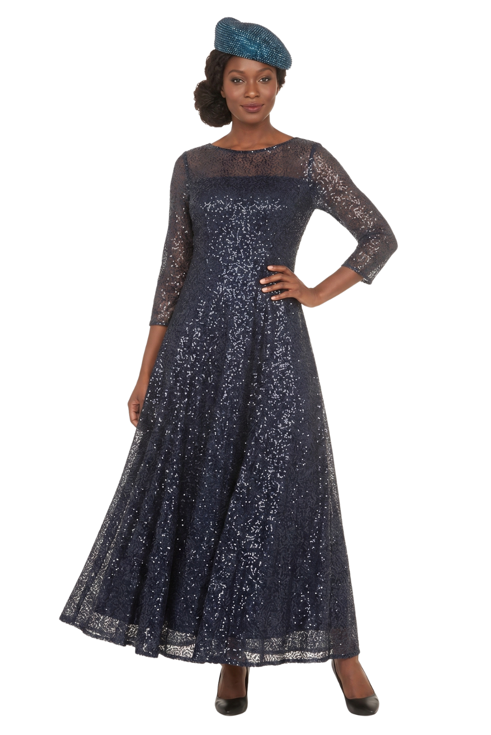 Evening Dress w/ See-thru Sleeves