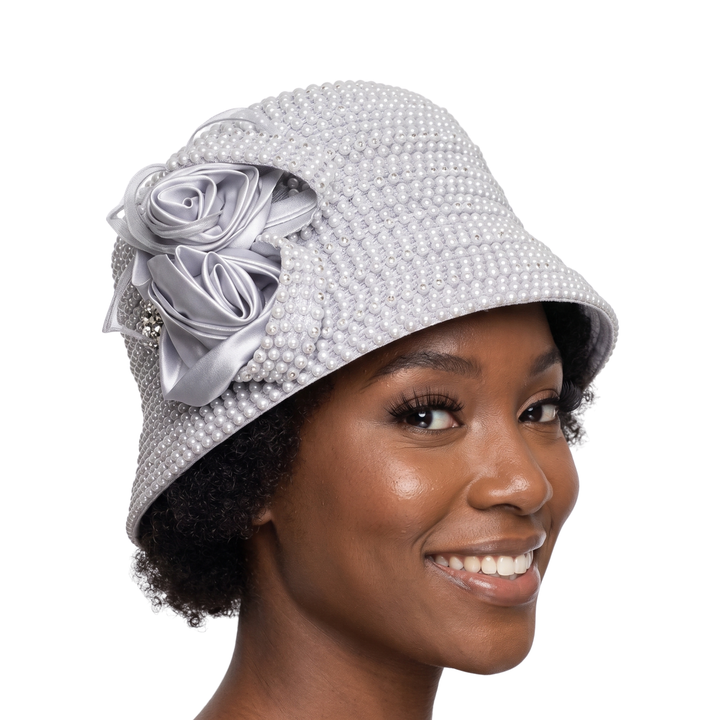 Luxury Faux Pearl Studded Rosette Bucket Hat