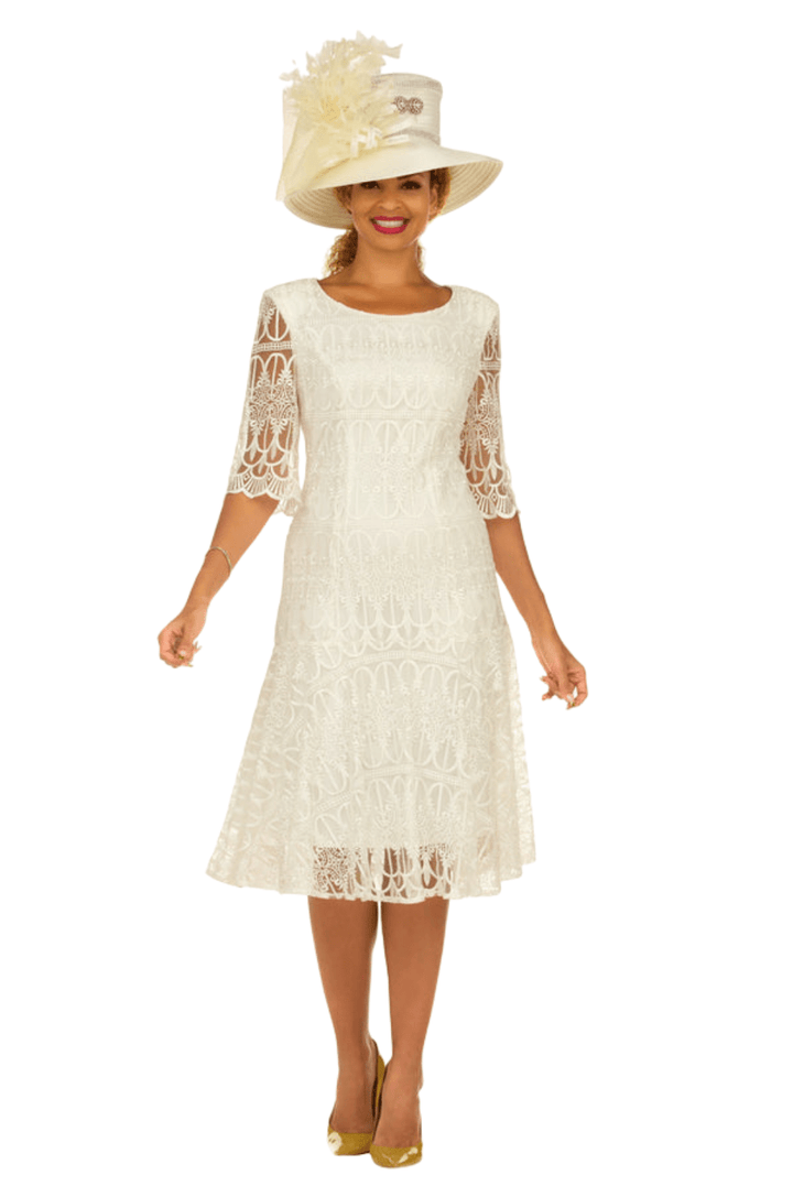 1pc Embroidery Lux Lace Pleated Flare Dress-Plus - Especially Yours