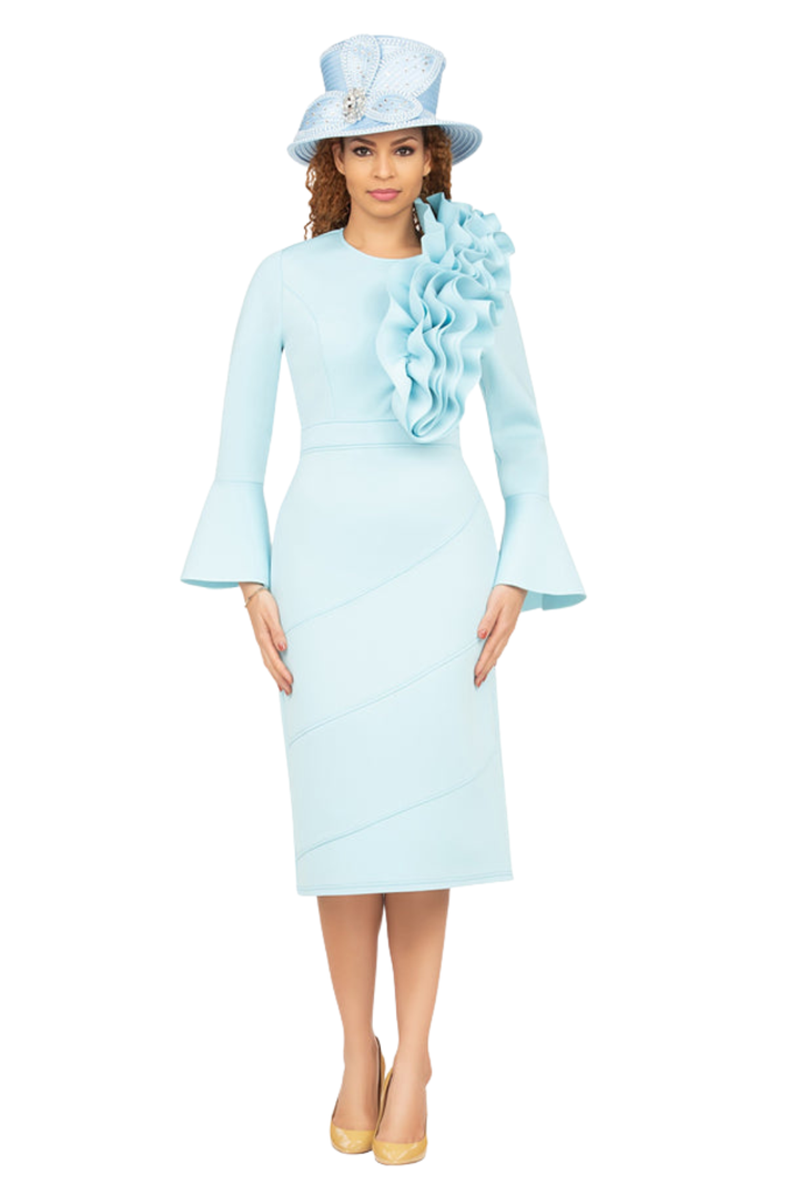 Ovsz Ruffle Bell Slv Scuba Dress