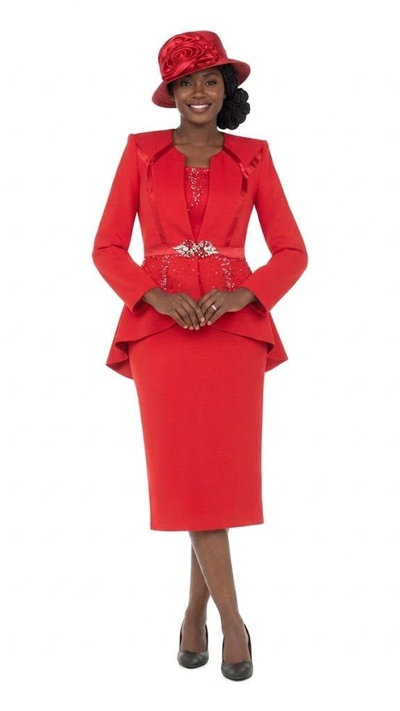 Crystal Elegance 3 Piece Peplum Skirt Suit-Plus - Especially Yours
