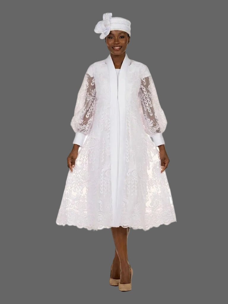 2pc Midi Dress w/ Sheer Lace Overlay Jacket - Especially Yours