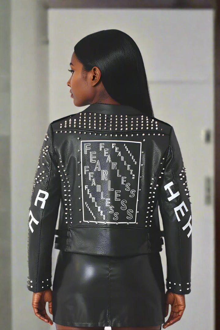 Moto Leather Zebra Printed Jacket | 81769