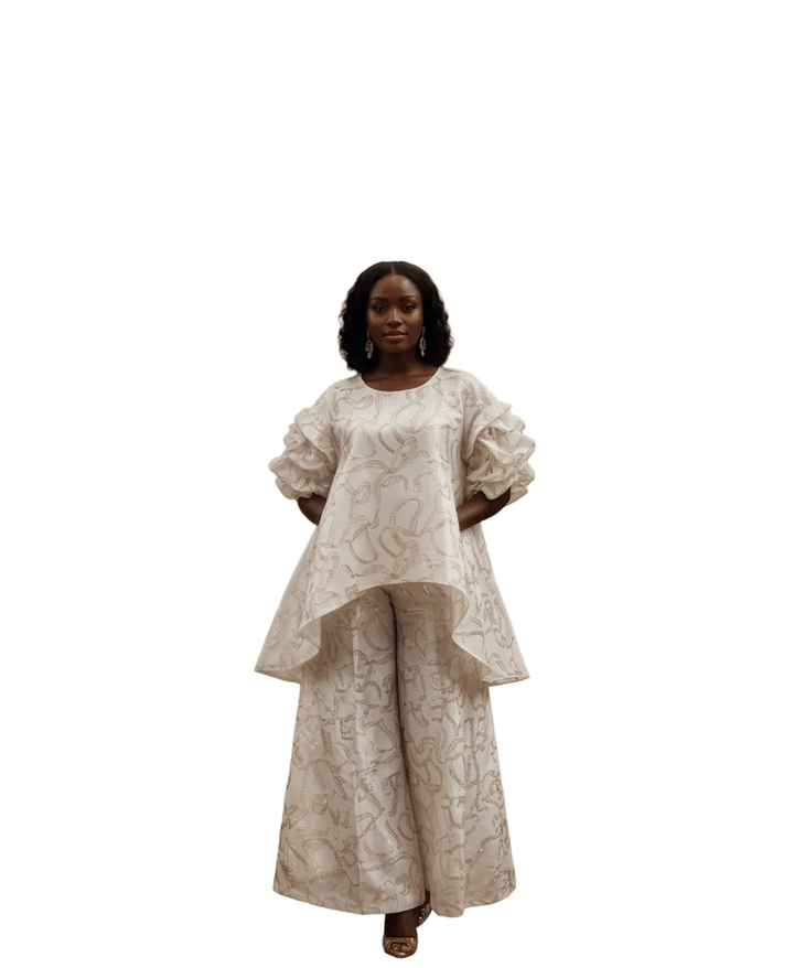 Ebony & Gold Sculptural Peplum Set - Especially Yours