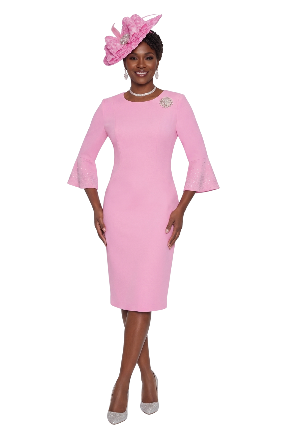 Embellished Bell Sleeve Church Dress by Lily & Taylor