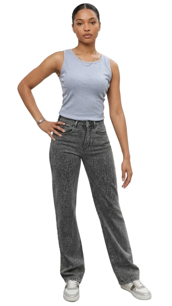 Straight Leg Denim Rhinestone Jeans -82829