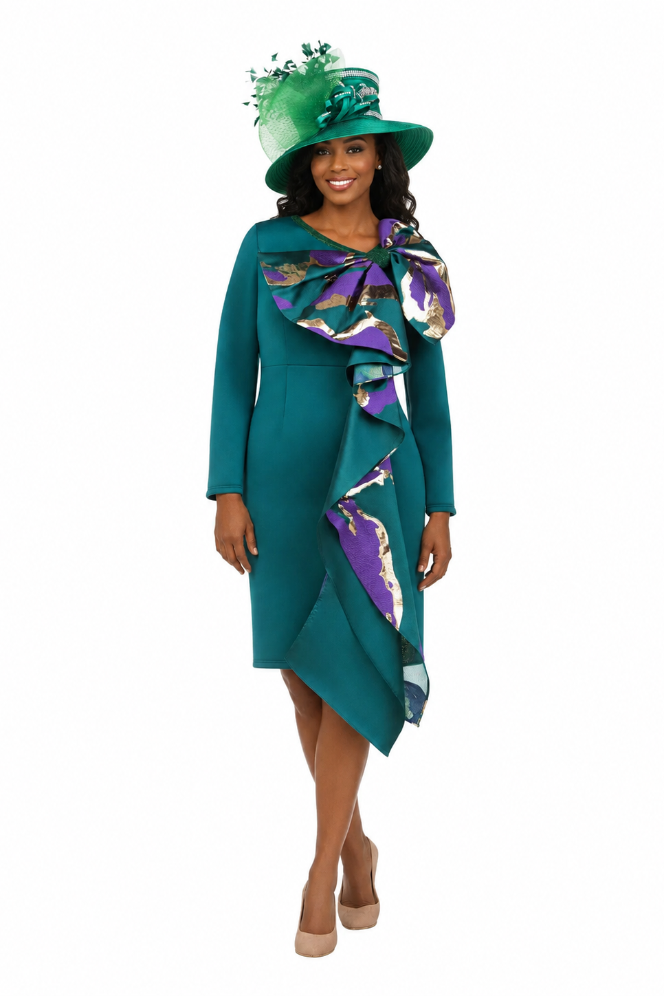 Scuba Sheath Dress with Statement Bow & Sash
