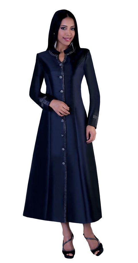 Plus Size Satin Cassock Robe with Rhinestone Button Front - 4445W - Especially Yours