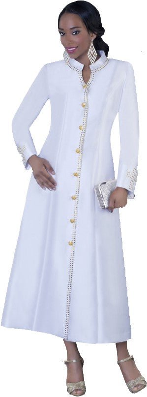 Plus Size Satin Cassock Robe with Rhinestone Button Front - 4445W - Especially Yours