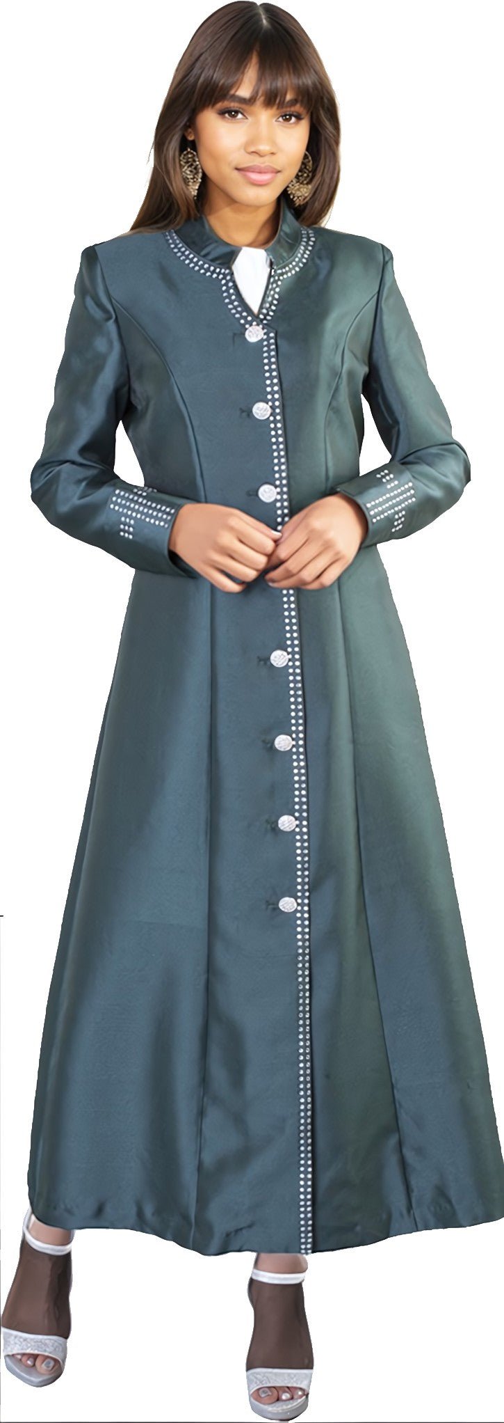 Satin Cassock Robe with Rhinestone Button Front - 4445 - Especially Yours