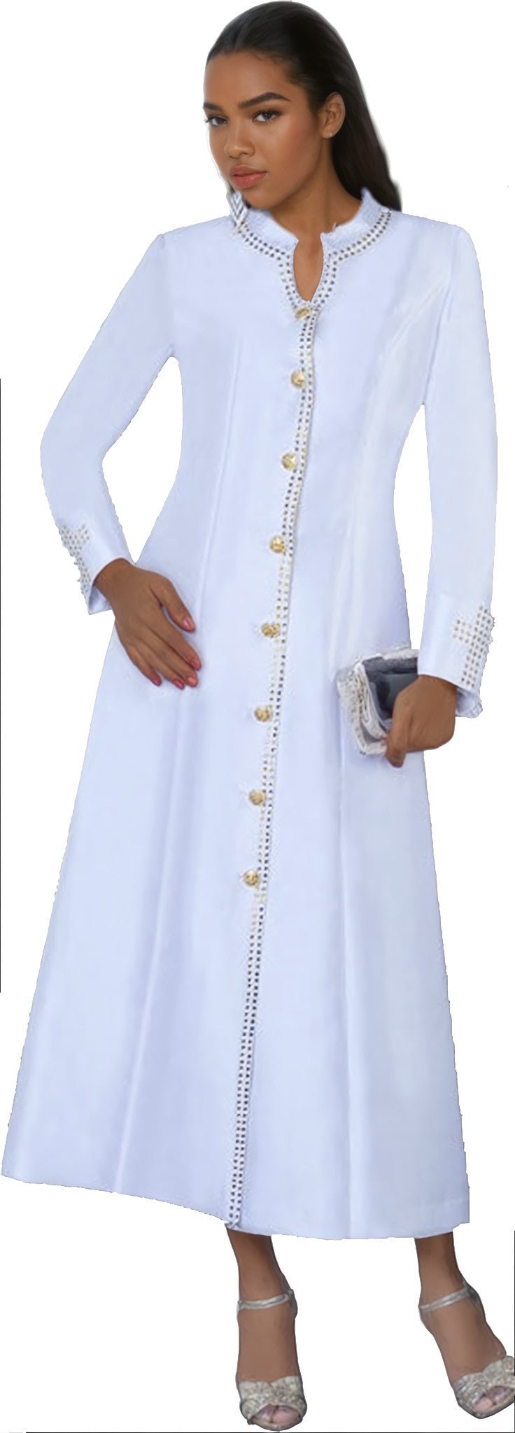 Satin Cassock Robe with Rhinestone Button Front - 4445 - Especially Yours