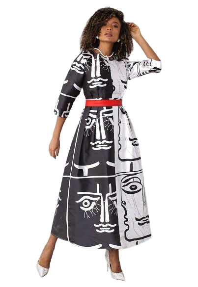 Plus Size Satin Dress with Rhinestone Brooch - 4497W - Especially Yours