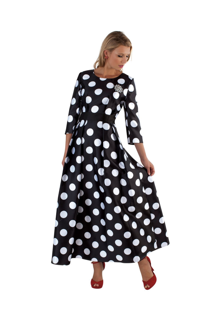 Satin Dress with Rhinestone Brooch - 4497 - Especially Yours