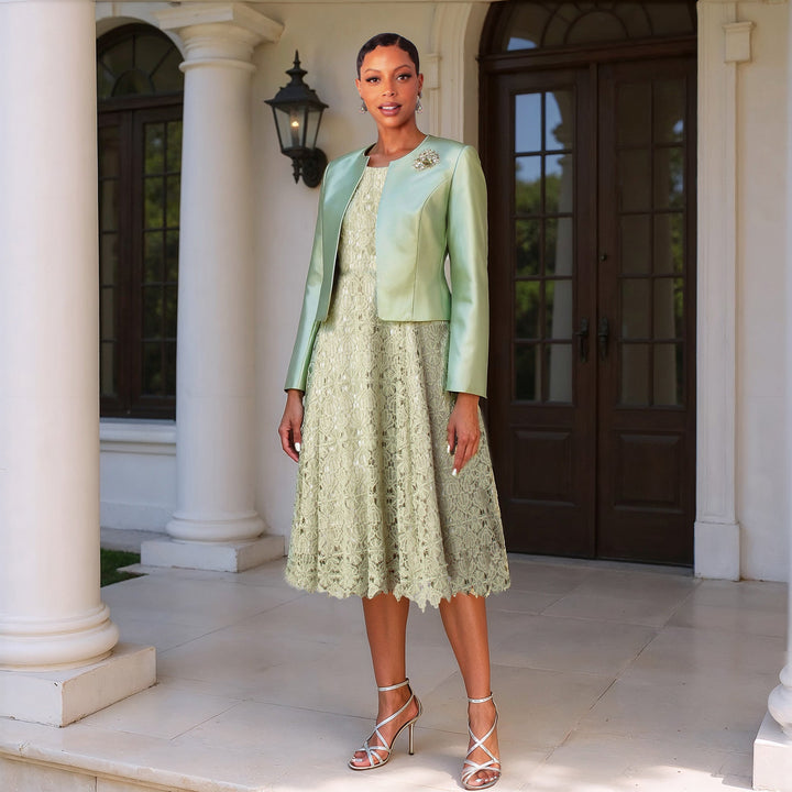 Lace Church Dress with Satin Jacket Set - 4529 - Especially Yours