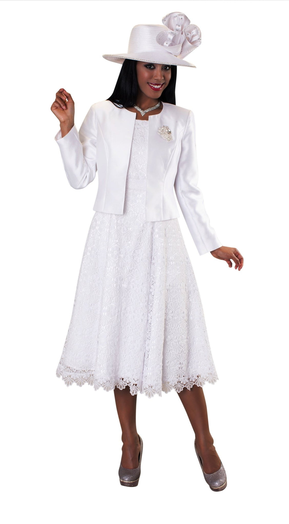 Lace Church Dress with Satin Jacket Set - 4529 - Especially Yours