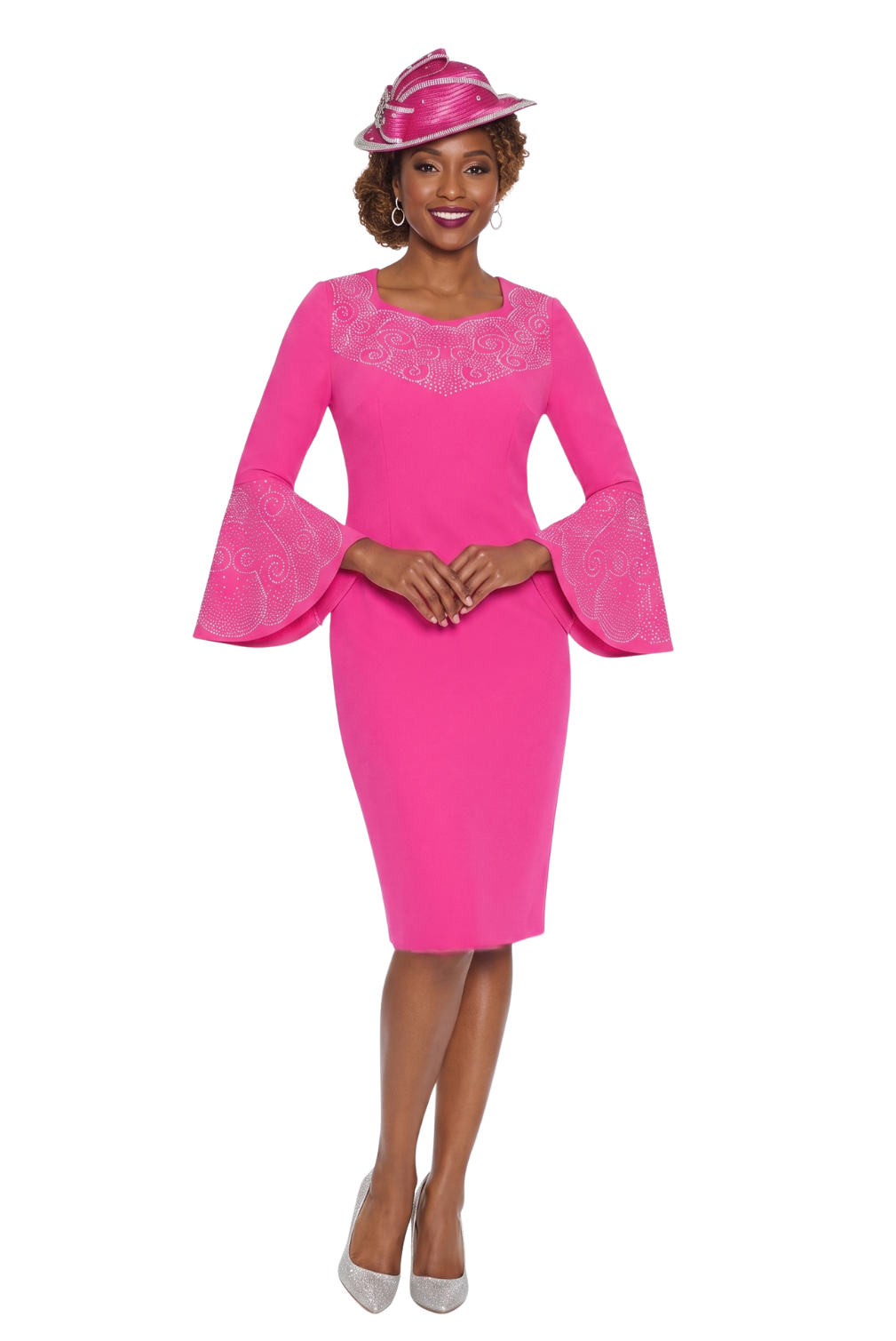 Embellished Bell Sleeve Church Dress by Lily & Taylor