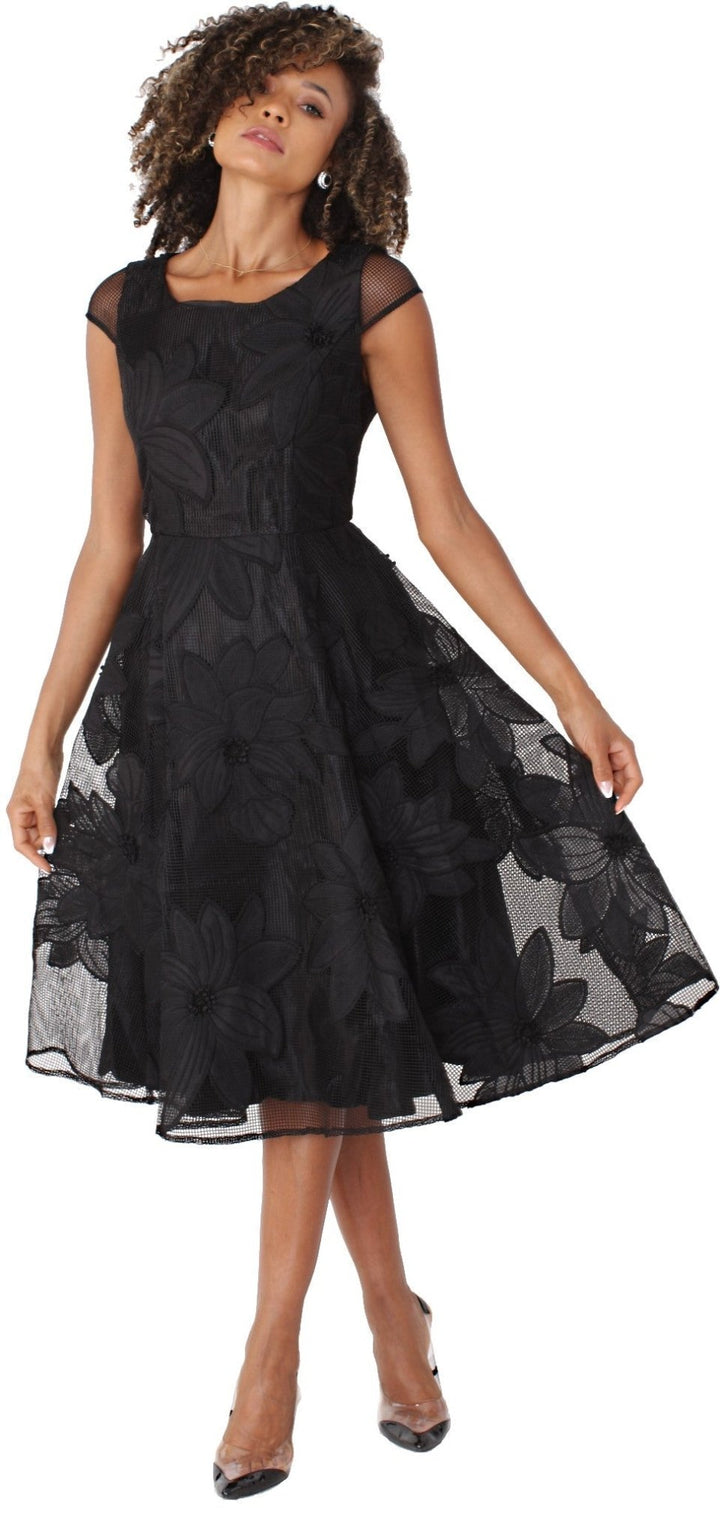 Plus Size Elegant 2 - Piece Church Dress with Floral Lace and Jewel Brooch - 4806W - Especially Yours