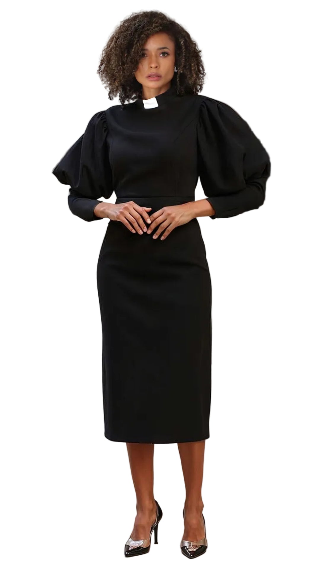 Clergy Dress with Puff Sleeves and Classic Collar- 4813 - Especially Yours