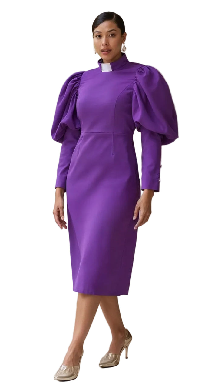 Clergy Dress with Puff Sleeves and Classic Collar- 4813 - Especially Yours