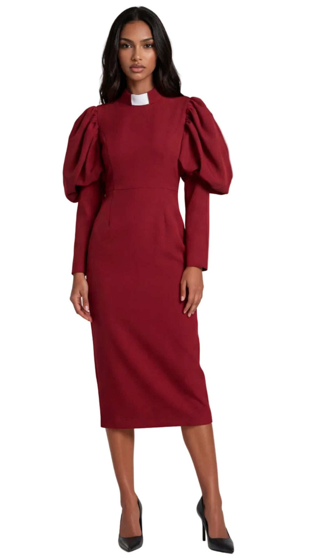 Clergy Dress with Puff Sleeves and Classic Collar- 4813 - Especially Yours
