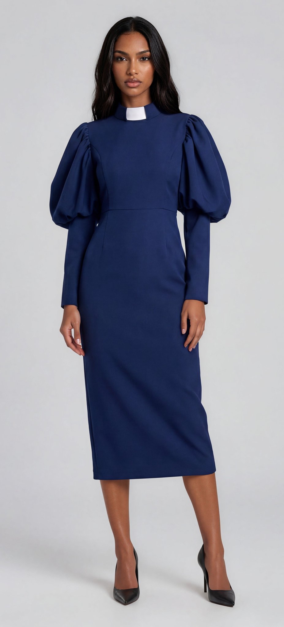 Clergy Dress with Puff Sleeves and Classic Collar - 4813 - Especially Yours