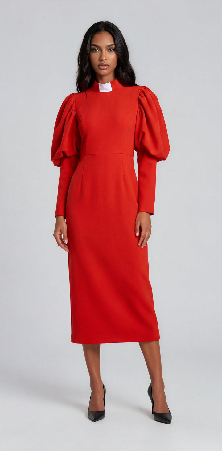 Clergy Dress with Puff Sleeves and Classic Collar - 4813 - Especially Yours