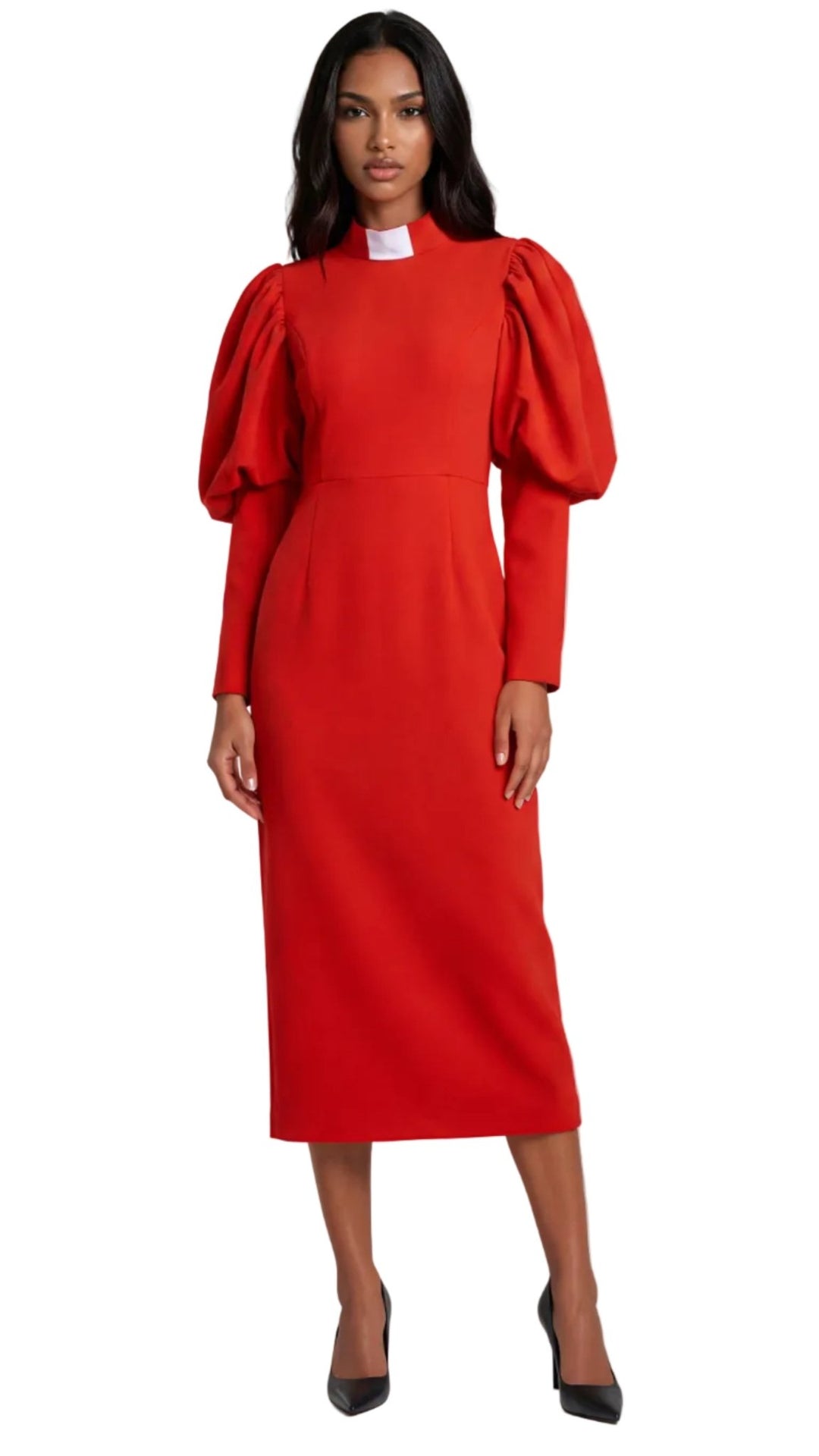 Clergy Dress with Puff Sleeves and Classic Collar- 4813 - Especially Yours