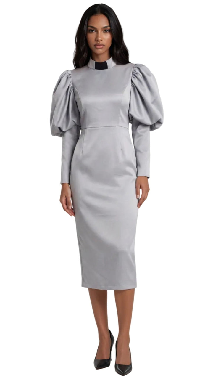 Clergy Dress with Puff Sleeves and Classic Collar- 4813 - Especially Yours