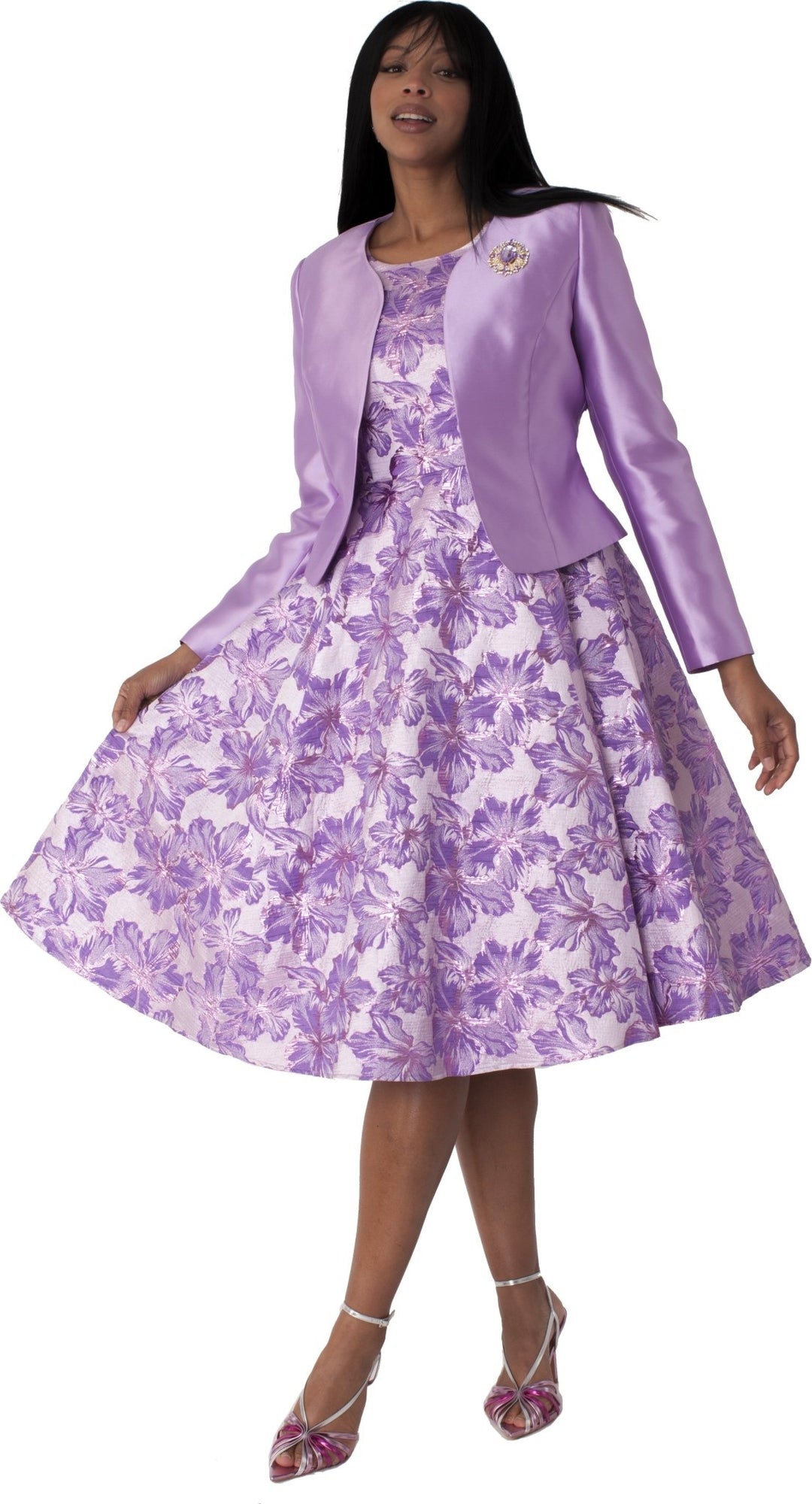 Plus Size Floral Brocade Church Dress with Jacket- 4819W LIME / 20W Plus Size Floral Brocade Church Dress with Jacket- 4819W LIME / 20W