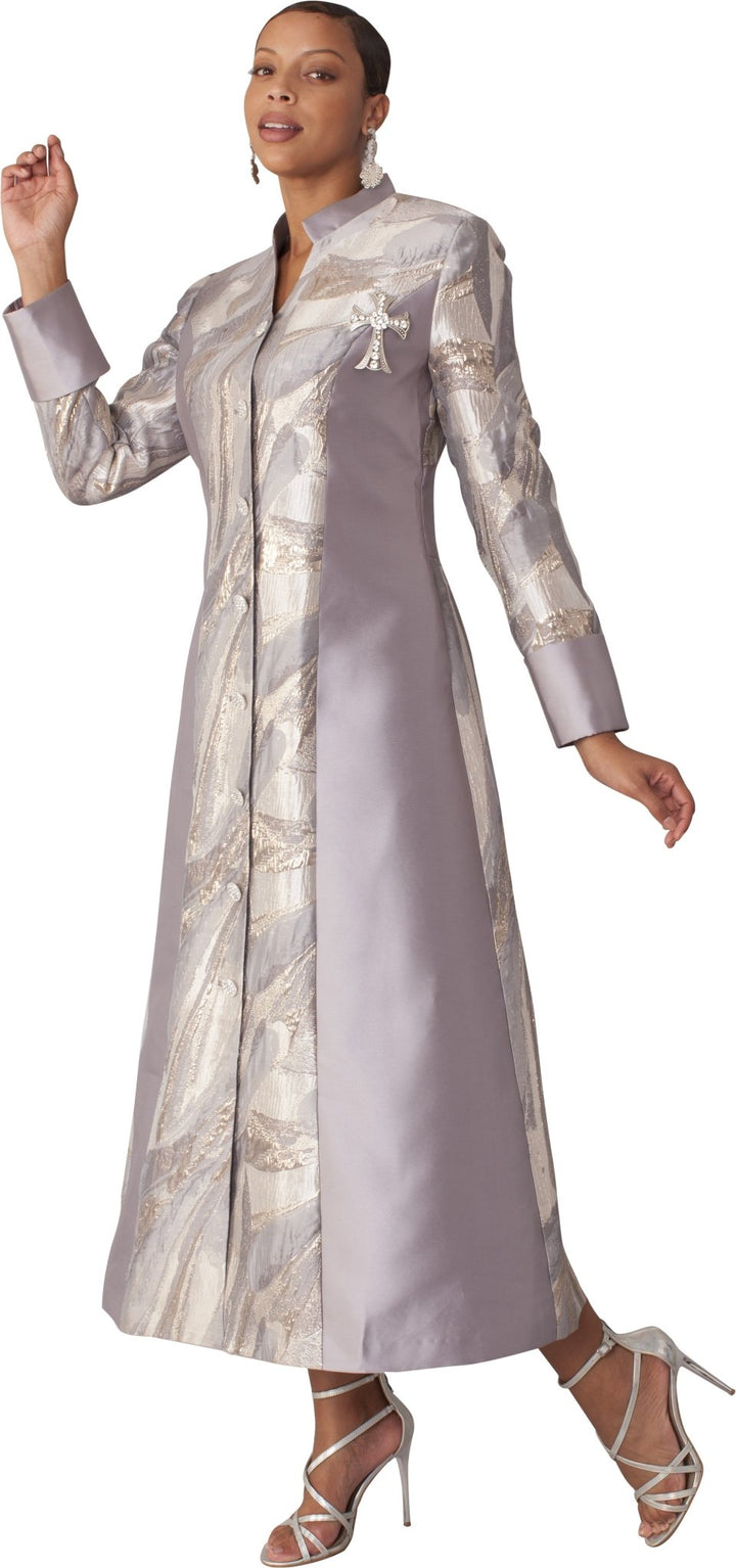 Plus Size Brocade Clergy Robe with Cross Brooch – 4821W - Especially Yours