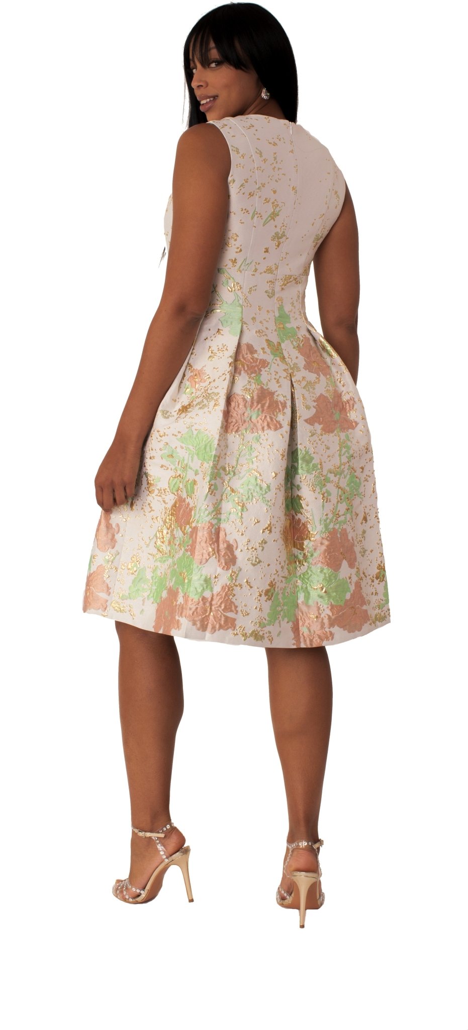 Plus Size Brocade Dress Set with Jacket & Brooch - 4830W - Especially Yours