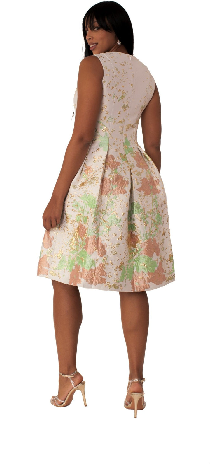 Plus Size Brocade Dress Set with Jacket & Brooch - 4830W - Especially Yours