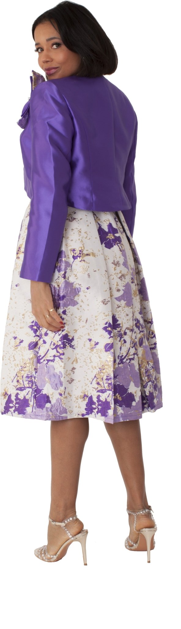 Brocade Dress Set with Jacket & Brooch - 4830 - Especially Yours