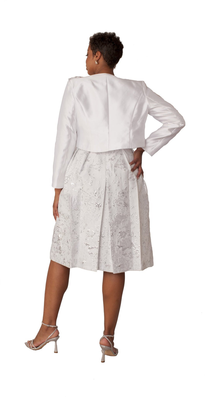 Brocade Dress Set with Jacket & Brooch - 4830 - Especially Yours