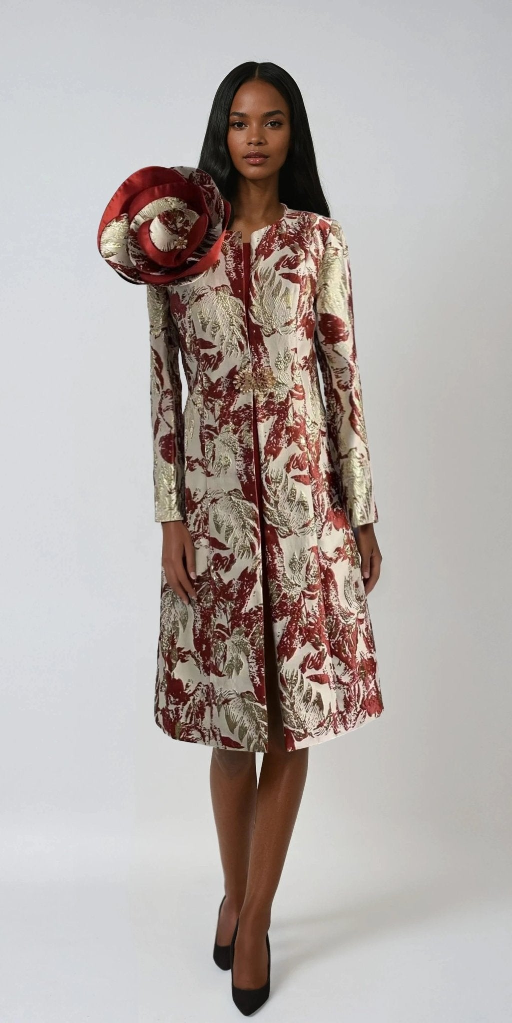 Elegant Brocade Dress with Matching Jackets - 4859 - Especially Yours