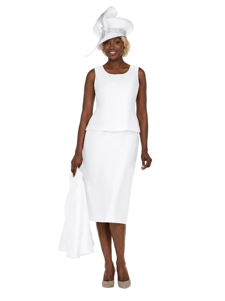 3pc Silky Twill Skt Suit w/ Cutouts & Stones-Plus