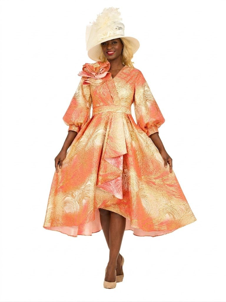 Hi - Lo A - Line Brocade Drs w/ Shoulder Flower - Plus - Especially Yours