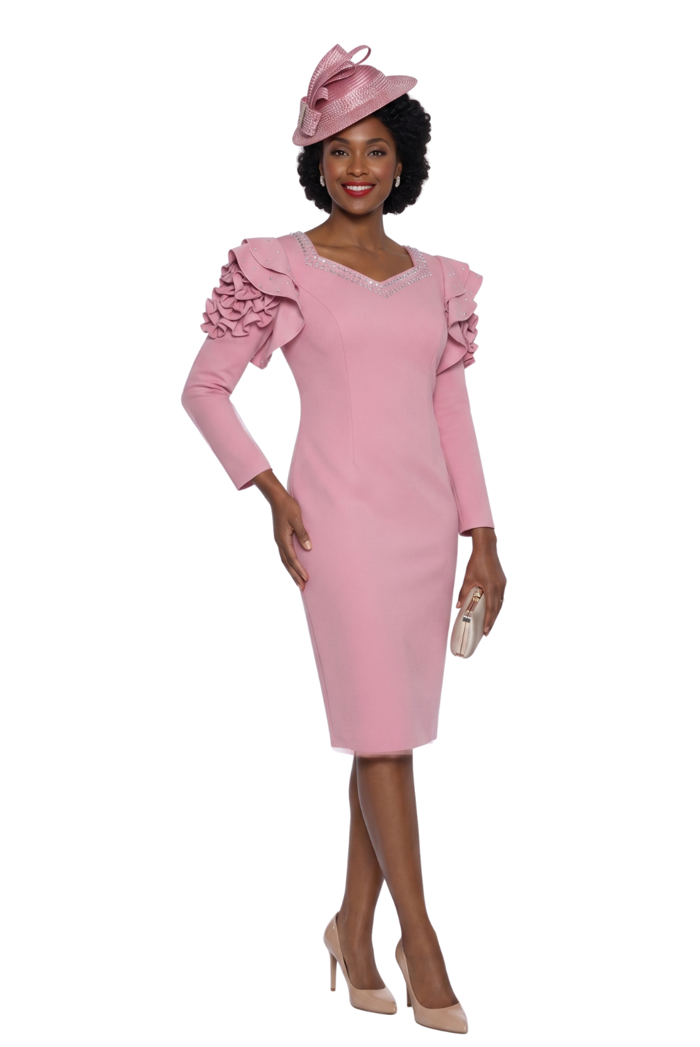 Ruffle Sleeve Sheath Church Dress by Lily & Taylor