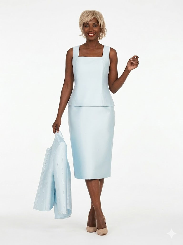 3pc Silky Twill Skt Suit w/ Meteoric Stones-Plus