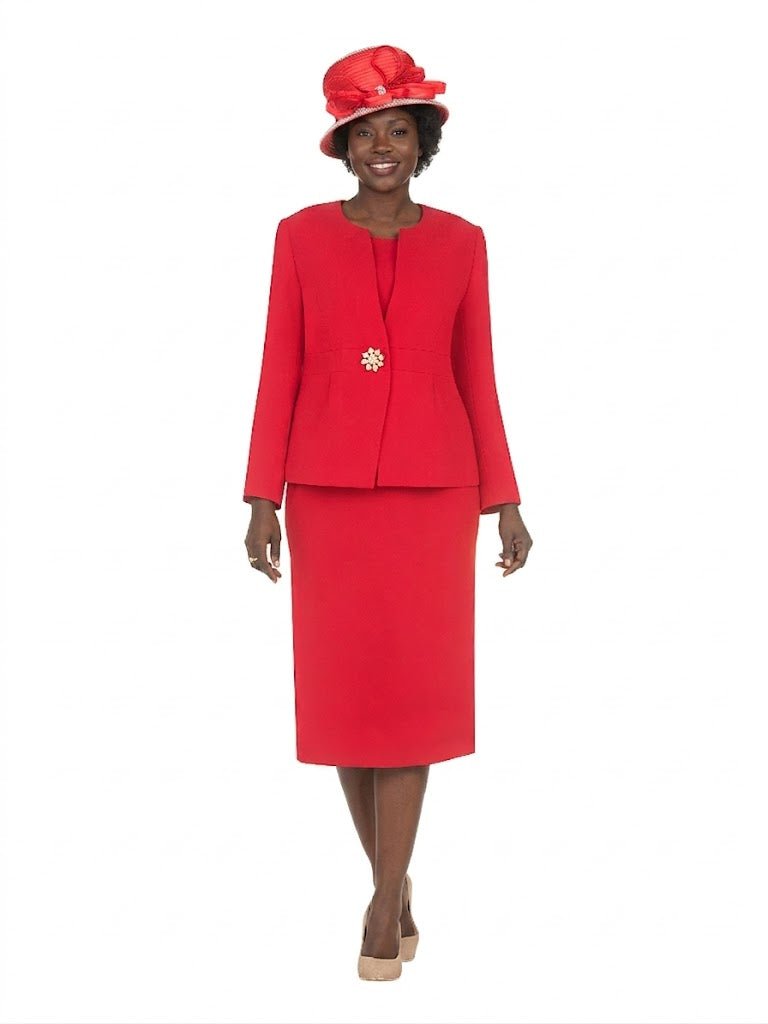 Timeless 3pc Skirt Suit with Jewel Brooch - Especially Yours
