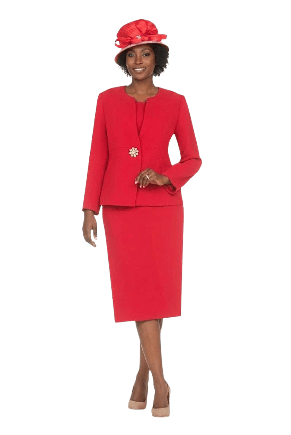 Timeless 3pc Skirt Suit with Jewel Brooch - Plus - Especially Yours