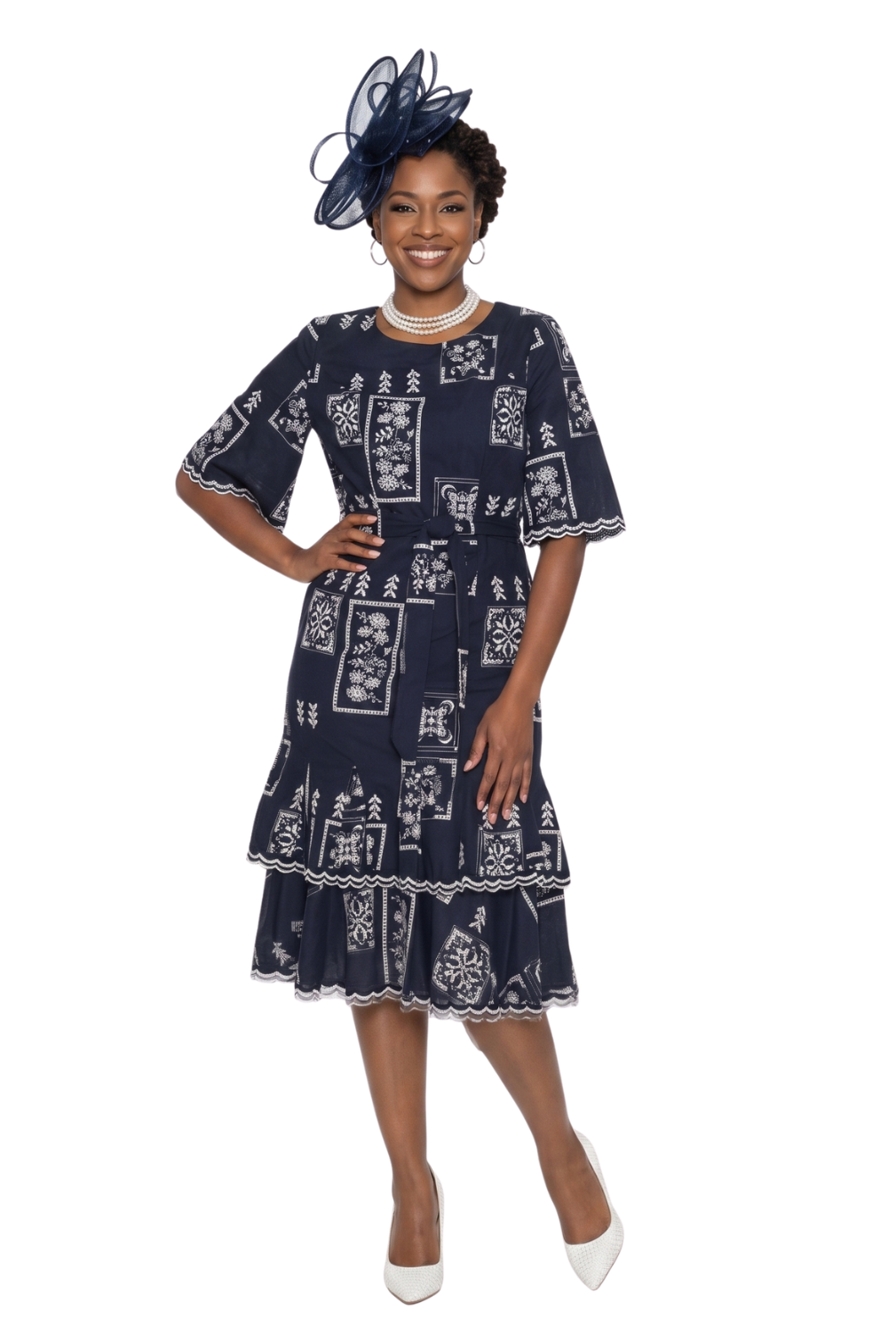 Printed Tiered Church Dress by Lily and Taylor