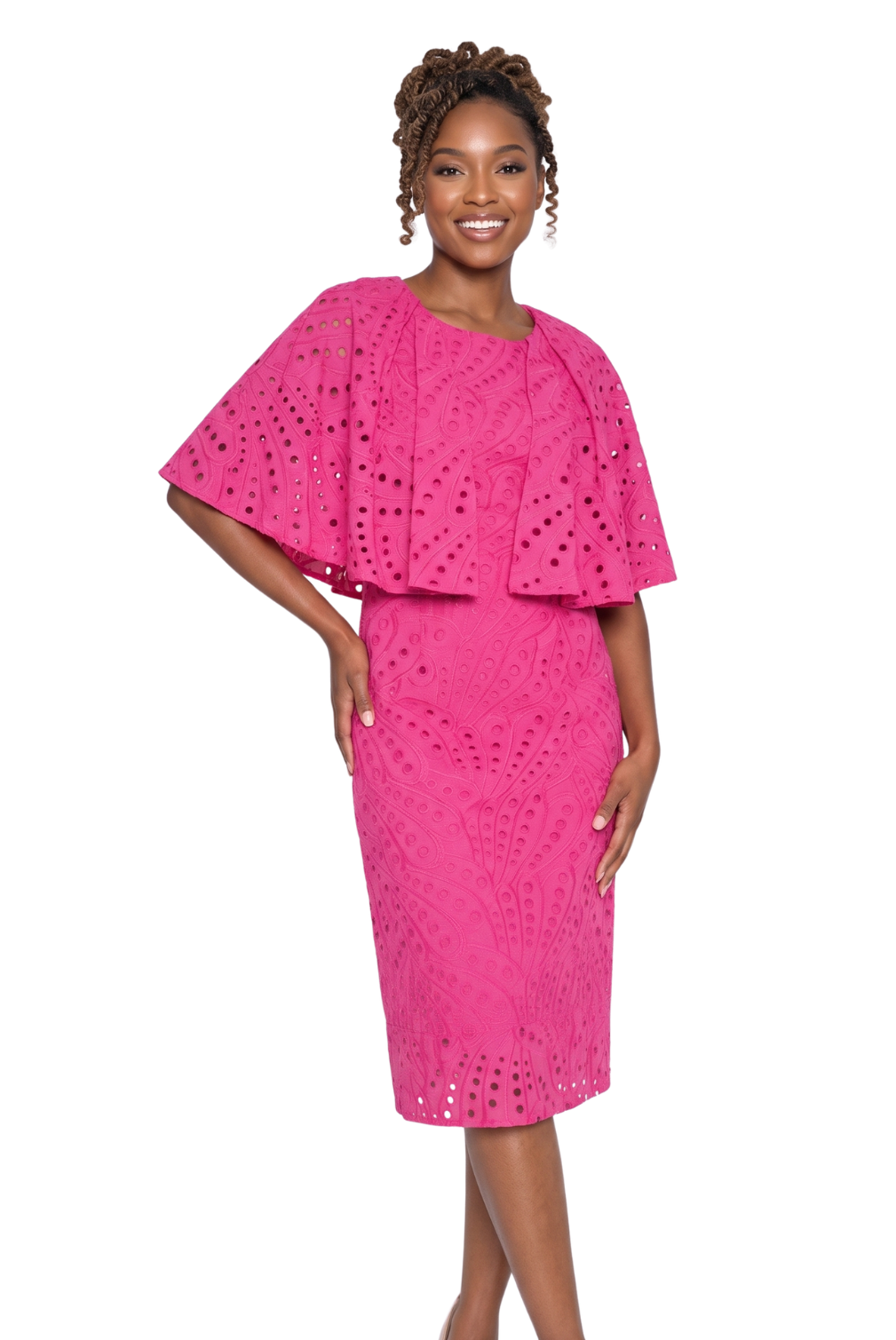 Eyelet Cape Sleeve Church Dress by Lily & Taylor
