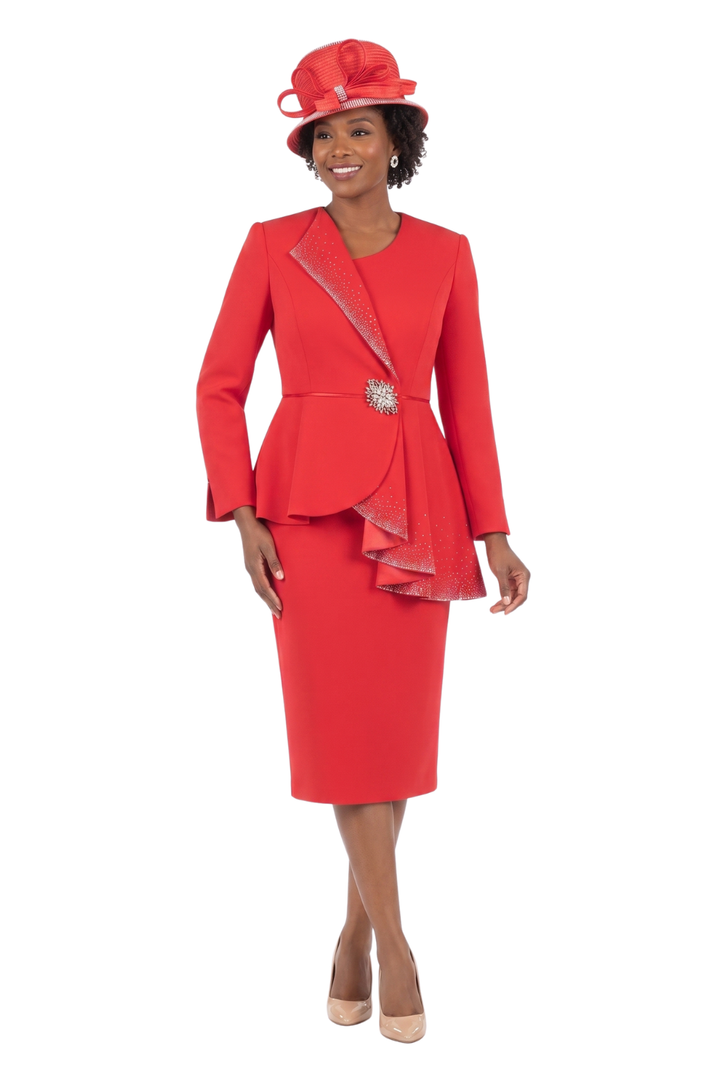 2pc Scuba Stoned Uneven Peplum Jkt+Skt Suit