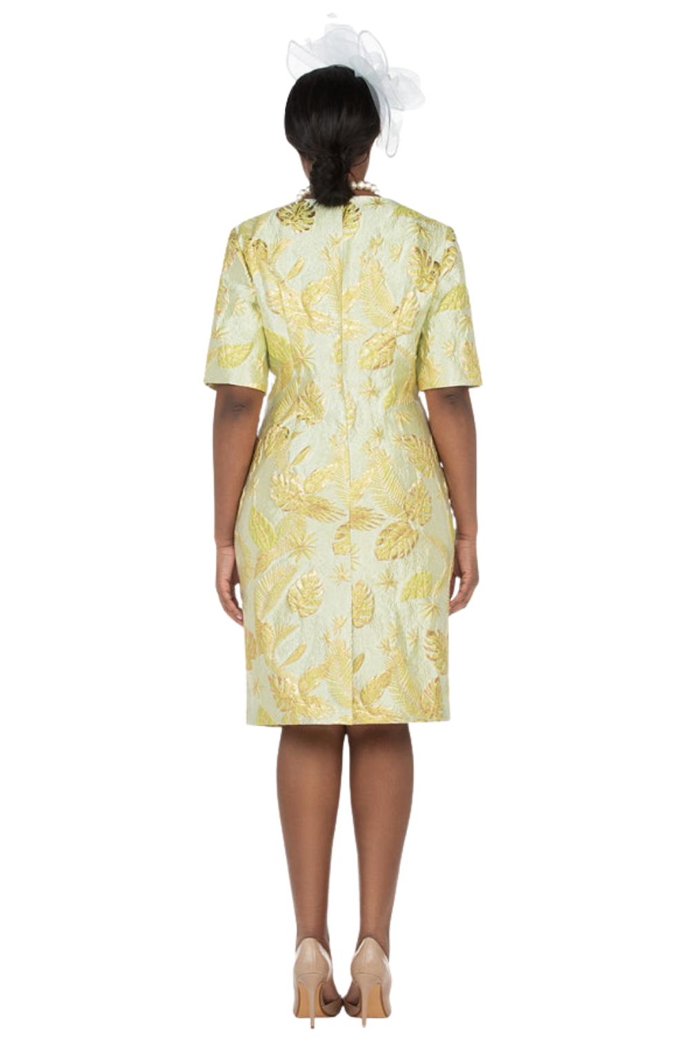 Short Slv Brocade Sheath Dress - Plus
