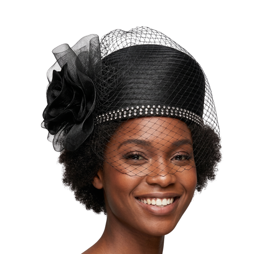 Pillbox Hat w/ Ovsz Flower and Veil