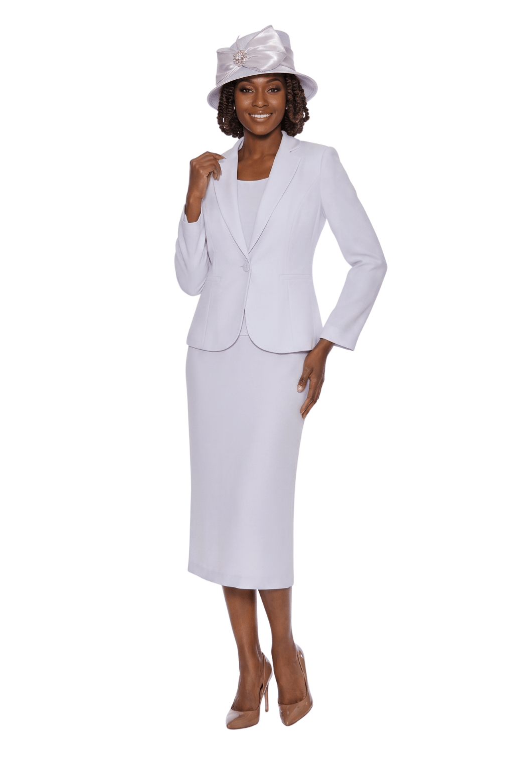 3pc Basic Notch Collar 1 - button Skirt Suit - Plus - Especially Yours
