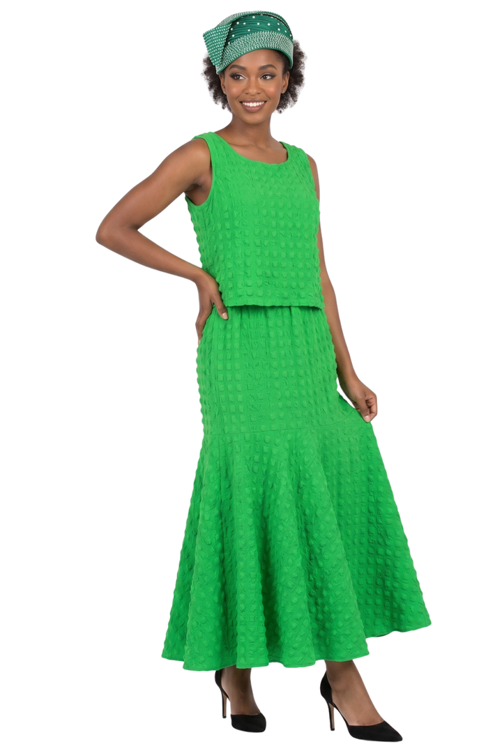 3pc Popcorn Peplum Jkt, Cami, Maxi Skirt Set