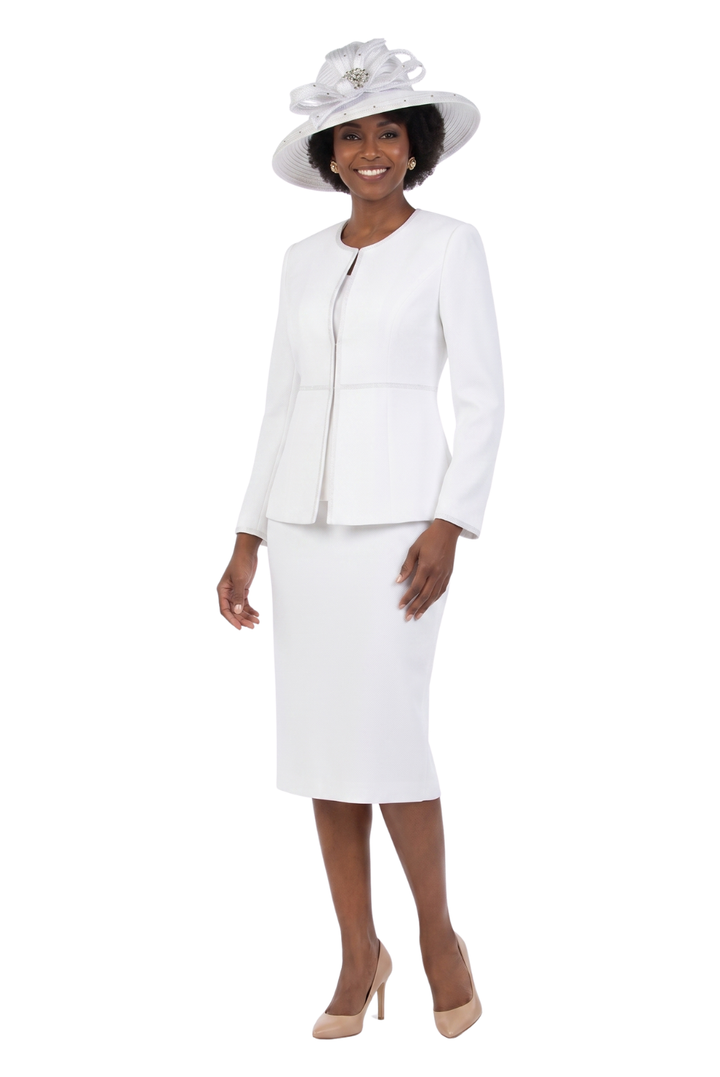 3pc Embellished Clean Lines Skirt Suit-Plus