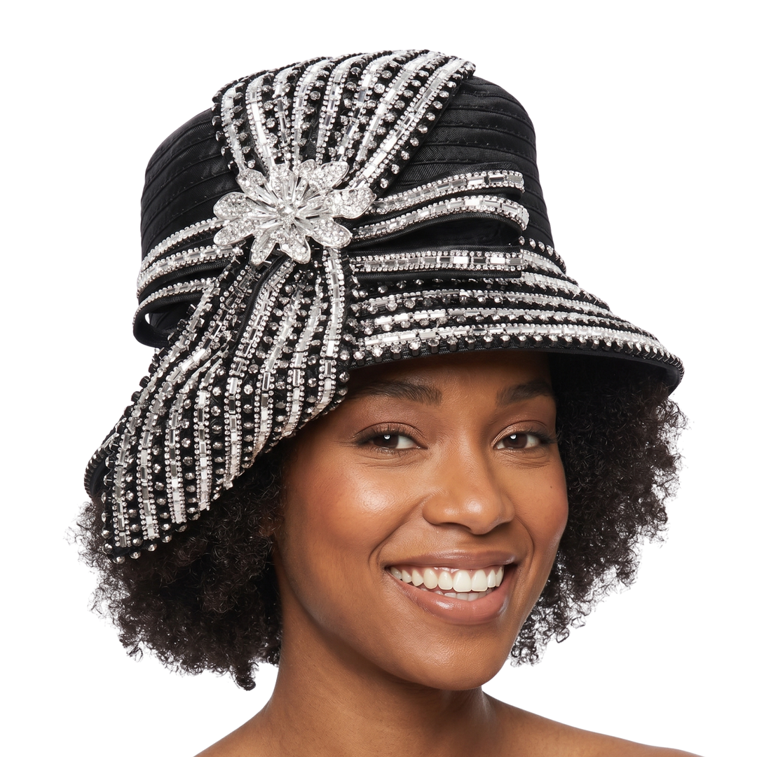Small Brm Hat w/ Massive Rhinestones Decor